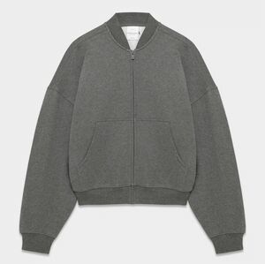 Aritzia Sweatfleece Gray Zip-Up Bomber Jacket